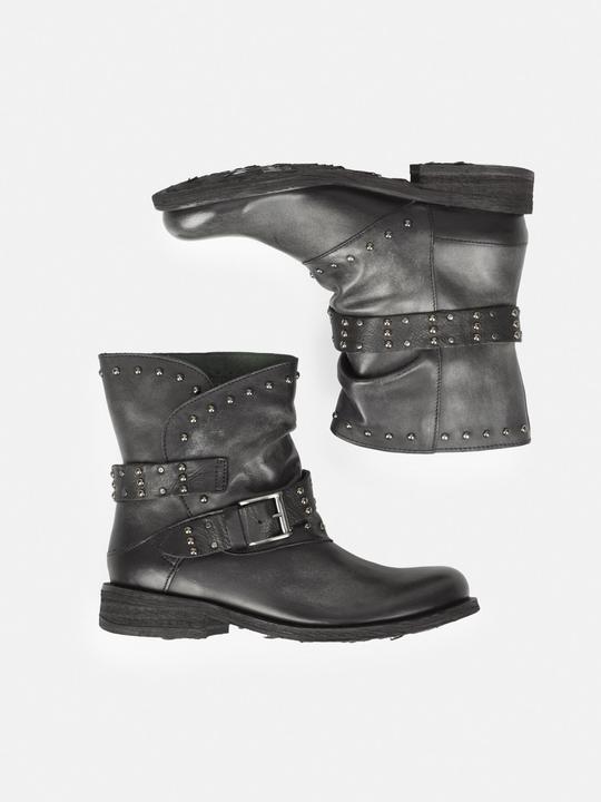 Produktbild Felmini GREDO D905 Bikerstiefel mit dekorativen Nieten entlang des Schafts und Schnallenriemen, mit einem Vi (41)