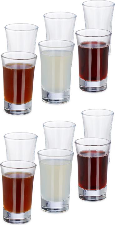 Relaxdays Set da 12 bicchierini da 2 cl (0.40 dl, 12 x, Bicchiere di vetro)