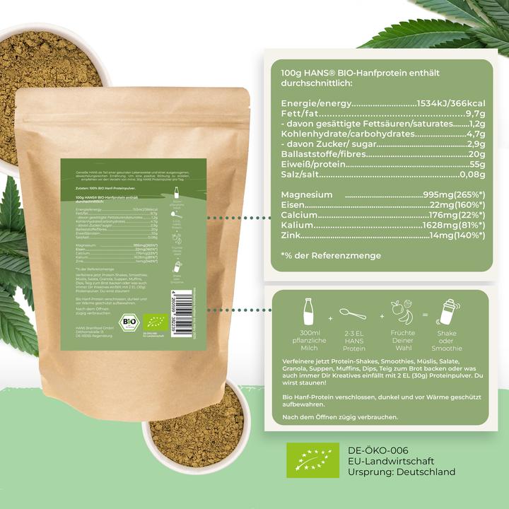 Immagine prodotto Hans Brainfood Proteine della canapa (Neutro, 1 pz., 1000 g)