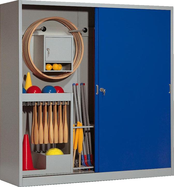 Image du produit C+P Armoire à matériel de sport (HxLxP : 195x190x60 cm, avec portes coulissantes en tôle pleine, type 5)