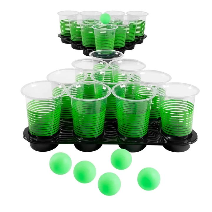 Immagine prodotto Boland Trinkspiel Bier Pong Deluxe 20 Becher, 6 Bälle, 2 Tabletts