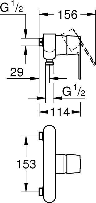 Actual product image Grohe Get Brausearmatur, Aufputz, Stichmass 153mm, chrom (CH-Variante)