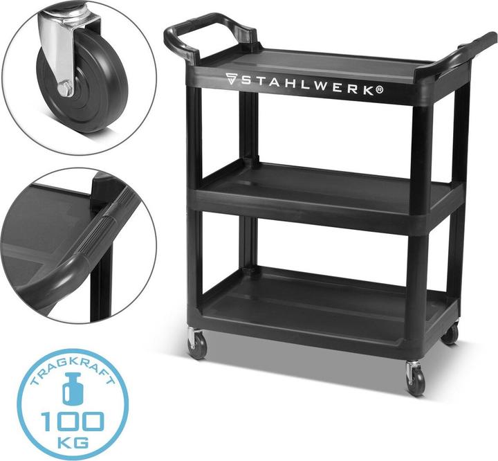 Image du produit Stahlwerk Chariot à outils TC-92 ST avec capacité de charge de 100 kg Chariot d'atelier Chariot à roulettes (1 x)