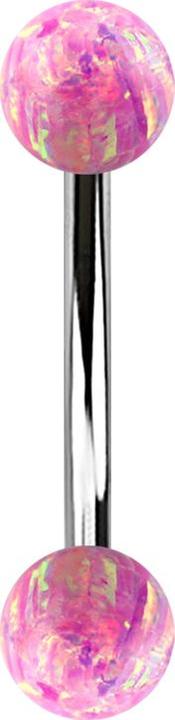 Immagine prodotto Star Piercing Banana argento con due sfere di opale rosa (Acciaio chirurgico 316L)