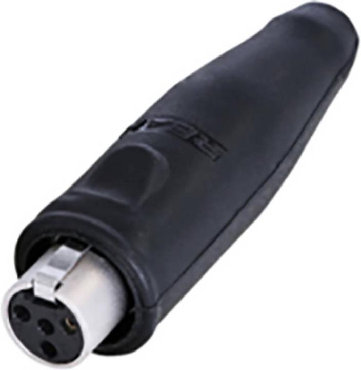 Actual product image Rean 4 pole chassis connector, TINY, IP65, solder cups, chrome housing, gold contacts