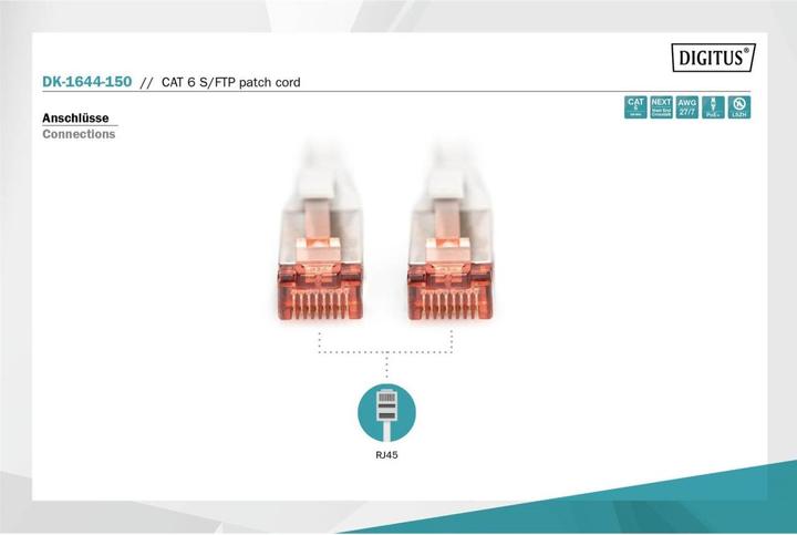 Immagine prodotto Digitus Cavo di rete (S/FTP, CAT6, 15 m)