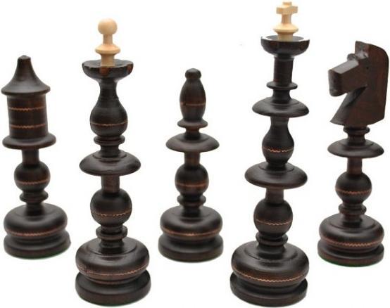 Produktbild Holzecke Schachbrett und Schachfiguren mit Intarsien aus Kupfer