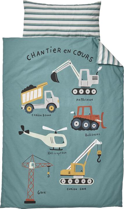 Actual product image Vertbaudet Kinder Schlafsack MINILI BAUSTELLENFAHRZEUGE, personalisierbar Oeko-Tex (143 cm)
