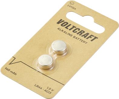 Productafbeelding Voltcraft AG13 knoopcel LR 44 alkaline mangaan 140 mAh 1,5 V 2 st. (2 Pcs., LR44, 140 mAh)
