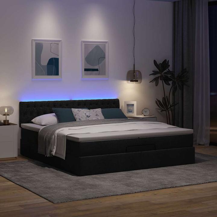 Actual product image VidaXL Ottoman bed with mattresses black 200x200 cm fabric (200 x 200 cm)