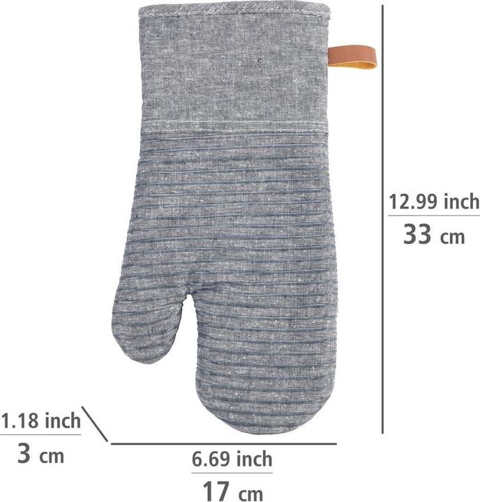 Actual product image Wenko Kitchen Glove Ada Stripes Grey, 2 pieces (Cotton, Silicone, Polyester, Viscose)