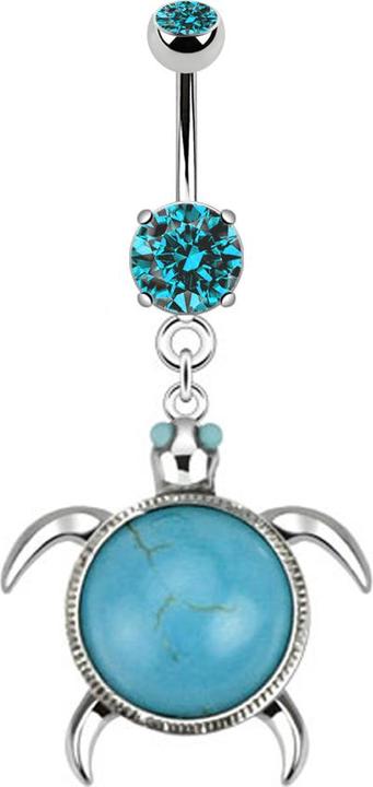Immagine prodotto Star Piercing Banana in argento con ciondolo tartaruga e pietra turchese (Mnerale, senza ottone, Acciaio chirurgico 316L)