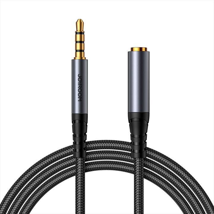 Image du produit Joyroom Câble audio stéréo AUX mini jack 3,5 mm (mâle) - mini jack (femelle) 1,2 m noir (SY-A09) (1.20 m, Extension)