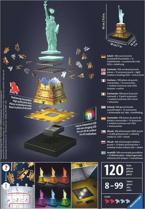 Actual product image Ravensburger Statue of Liberty at night (108 pieces)