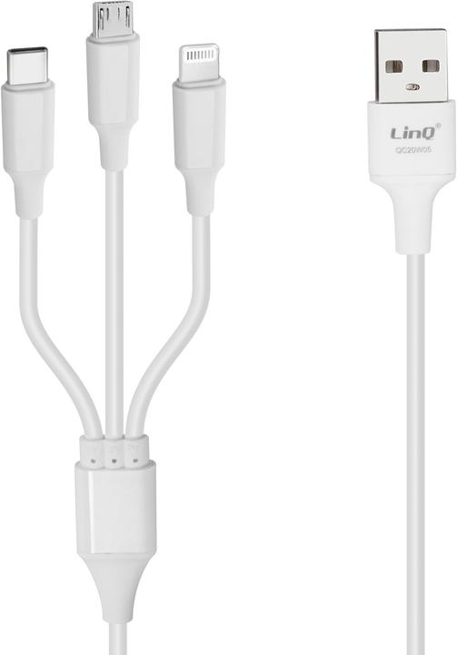 Immagine prodotto LinQ Cavo USB 3-in-1, USB-C / Lightning / Micro-USB (0.12 m, USB 3.2 Gen 1)