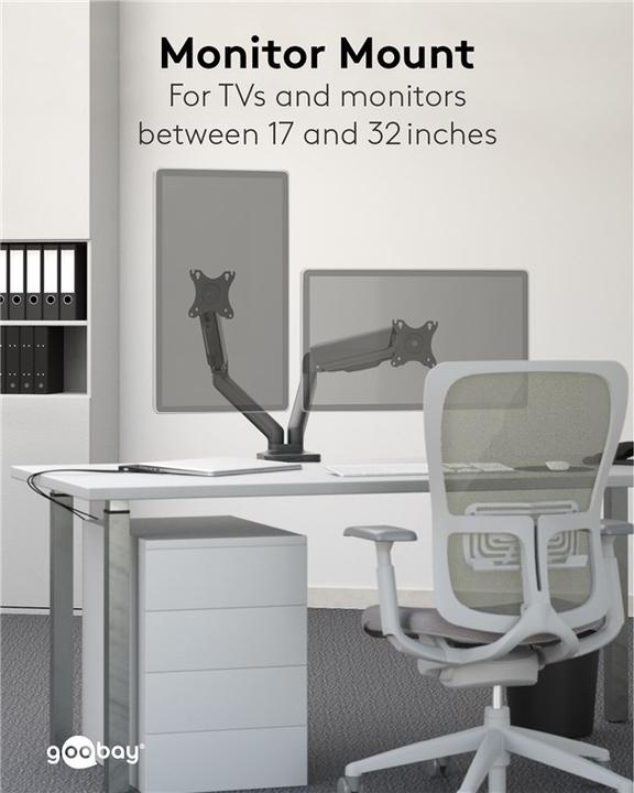Produktbild Goobay Doppel-Monitorhalterung mit Gasdruckfeder (Tisch, 32")