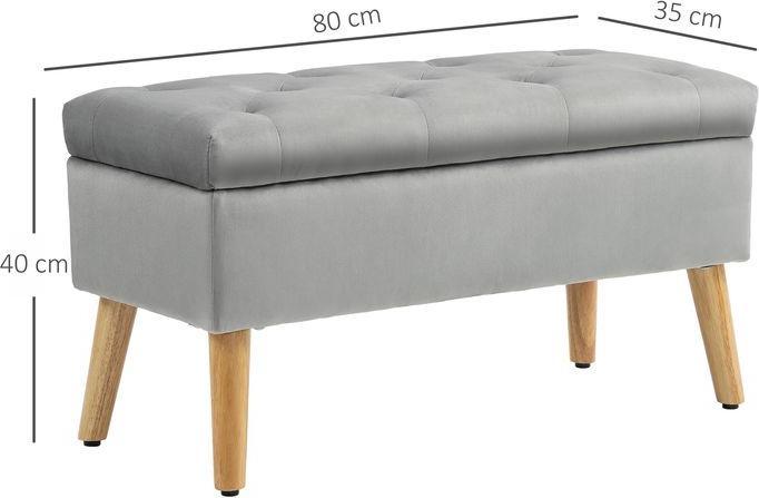 Produktbild Swisshandel24 Sitzbank mit Stauraum, Polsterbank mit Deckel, Bettbank mit Samtoptik Grau (80 cm)