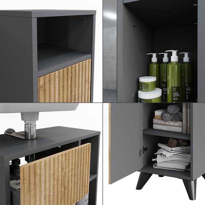 Immagine prodotto Vichy Badmöbel-Set Leano, Anthrazit/Bergeiche, Set 4