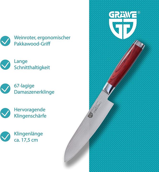 Actual product image Gräwe Damascus steel knife 17.5 cm (17.50 cm)