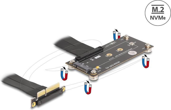 Image du produit Delock Adapter PCIe 3.0 x4 Stecker 90° gewinkelt zu M.2 Key