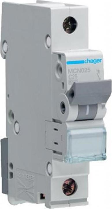 Image du produit Hager Disjoncteur 1 pôle 6kA C-25A 1M