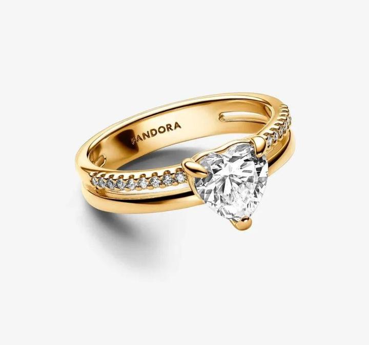 Image du produit Pandora Doppelband Herz Ring (56, Acier)