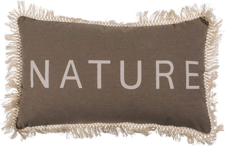 Actual product image Out of the blue Brown decorative pillow, with print Nature, fringes and zipper (50 x 30 cm)