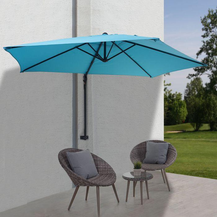 Image du produit Mendler Parapluie, Parapluie de balcon Parasol, 3m inclinable, polyester alu/acier 9kg, turquoise - 273 (3 m)