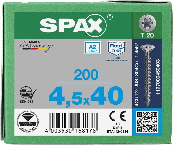 Produktbild Spax Spanplattenschrauben A2 (200 Schrauben pro Stück)