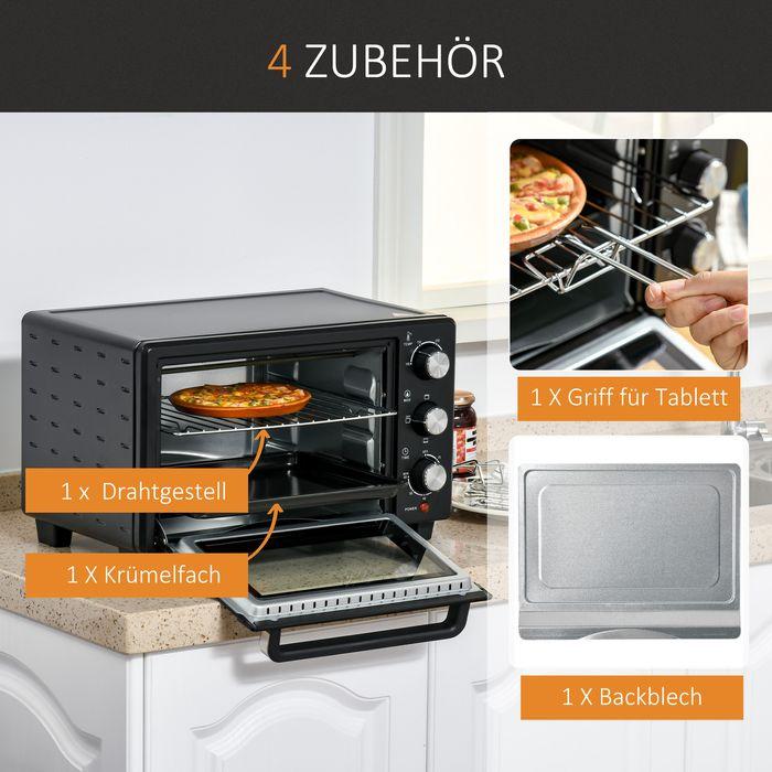 Image du produit Swisshandel24 Mini-four 21L avec 1 support filaire et 1 plaque de cuisson 3 modes de cuisson 100°C-230°C 1400W