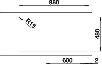 Actual product image Blanco Sona XL 6 S (Top-mounted sink, 100 cm, 50 cm)