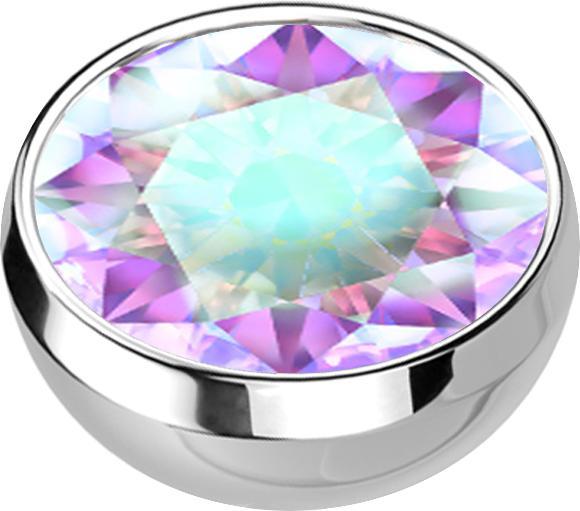 Star Piercing Micro Halbkugel silber mit Kristall multicolor (ohne Messing, Chirurgenstahl 316L)