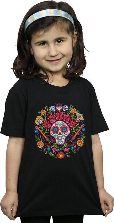 Actual product image Disney Girls Coco Embroidered Skull Print Cotton T-Shirt (152, 158)