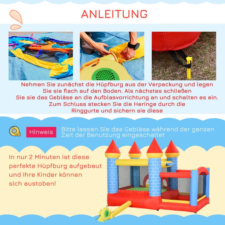 Produktbild Outsunny Hüpfburg mit Rutsche und Pool