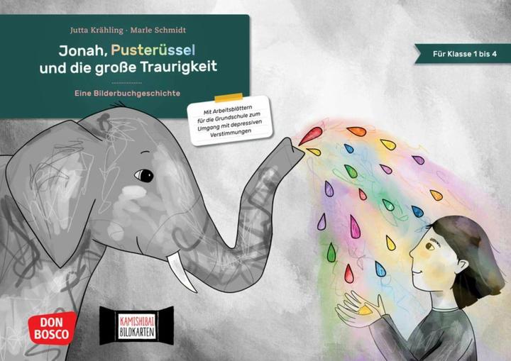 Immagine prodotto Jonah, Pusterüssel und die grosse Traurigkeit. Kamishibai Bildkartenset (Tedesco, Marle Schmidt, Jutta Kröhling, 2024)