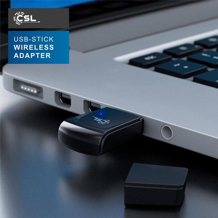 Image du produit CSL Dongle WLAN, clé USB 300 Mbit/s Adaptateur WiFi 2,4 Ghz 2T2R, gain 18 dBm, WEP WPA WPA2 (USB 2.0)