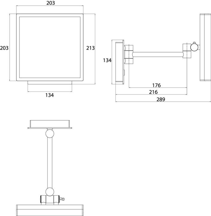Produktbild Emco LED-Rasier-/Kosm.spiegel PURE LED eckig 1-armig 3-fach Touchsensor schwarz