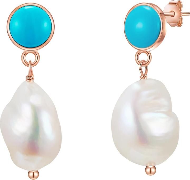 Glanzstücke München Damen Sterling Silber Türkis (rek.) Süsswasser-Zuchtperle roségold - 28351 (Sterling Silber)