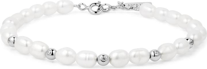 Ania Haie Silver Freshwater Pearl and Bezel Set Armband (16.50 cm, 925er Silber)