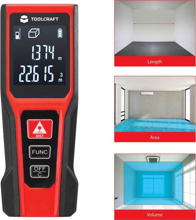 Image du produit Toolcraft Télémètre laser 20 mètres (20 m, 650 nm)