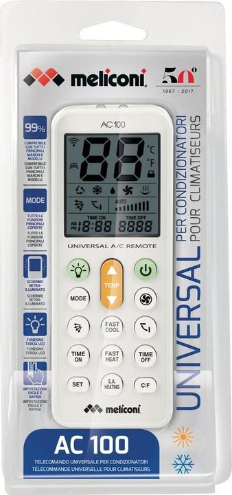 Productafbeelding Meliconi AC 100 Afstandsbediening RF Draadloze Knoppen voor Airconditioning (Universele afstandsbediening)