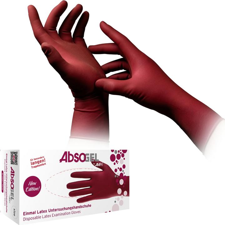 Actual product image Ampri Absogel Handschuh Latex puderfrei Bordeaux Gr. S 50 Stk. (S)
