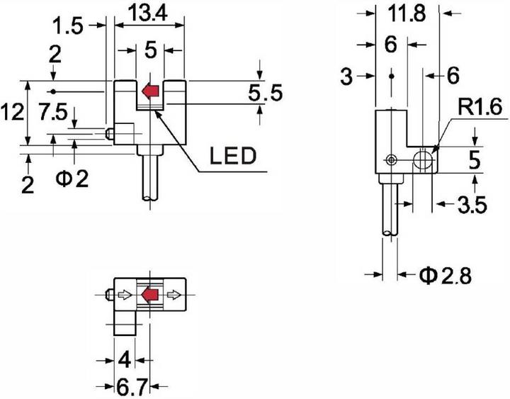 Image du produit Tru Components Capteur microphotoélectrique forme F 5-24V/DC 5mm IR-LED 940nm NPN 2m