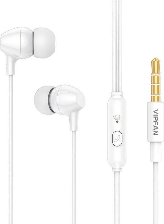 Produktbild Vipfan M16 wired in-ear headphones, 3.5mm jack, 1m (white) (Kabelgebunden)