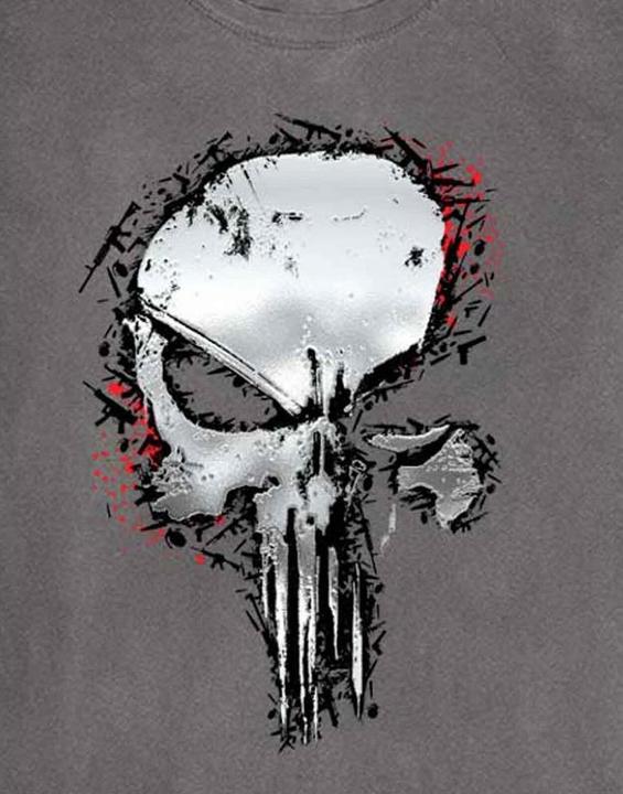 Actual product image Unisex Adult Punisher Metallic Skull T-Shirt (XL)