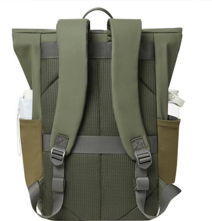 Immagine prodotto Rivacase Rolltop Eco Waterproof RPET PU Leather Backpack for Men and Women, Olive Green (17 l)