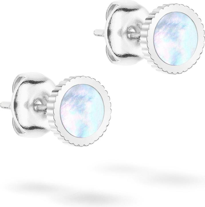 Tamaris Charming steel earrings with mother-of-pearl Mop Coin TJ-0428-E-07 (Edelstahl)