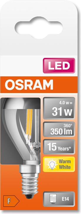 Produktbild Osram Led Retrofit Classic P Mirror (E14, 4 W, 350 lm, 1 x, F)