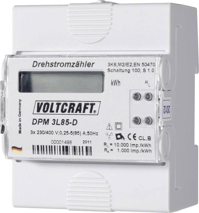 Produktbild Voltcraft Hutschienen-Drehstromzähler 85 A