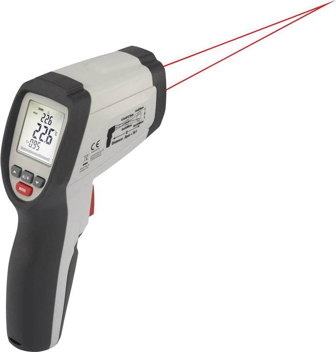 IR thermometer, 9V block battery, Storage bags, Manual